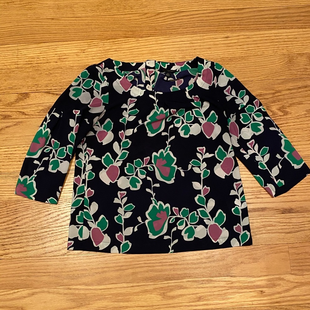 Banana Republic Navy Floral Print Top XS